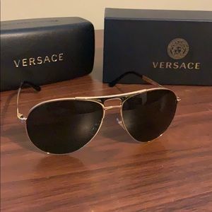 Gold Aviator Versace Sun Glasses